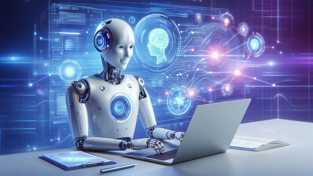 Artificial Intelligence concept showing AI learning and technology