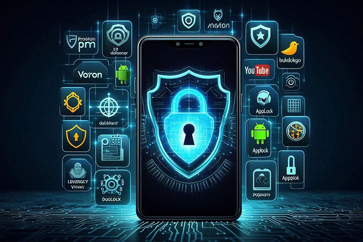 Android security and privacy apps logos